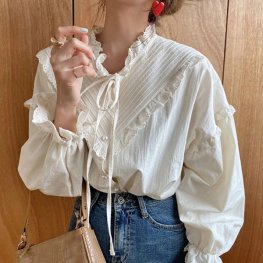 New Hollow Out Vintage Casual Elegant Tops Women Shirts