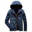 Mens Hooded Coat Autumn Denim Outwear Male High Quality Clothes