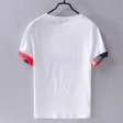 Mens Casual Linen Short-Sleeved T-Shirt White Round Neck